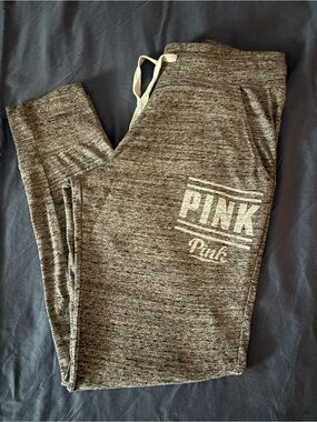 PINK Victoria's Secret Heather Gray Logo Joggers